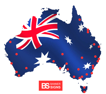 Australia services map for buying banner signs and printing